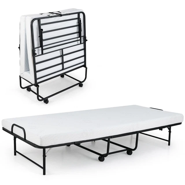 FOLDING BED PORTABLE Foldable Guest Bed w/ Heavy duty Metal Frame FOLDING BED PORTABLE Foldable Guest Bed w/ Heavy duty Metal Frame