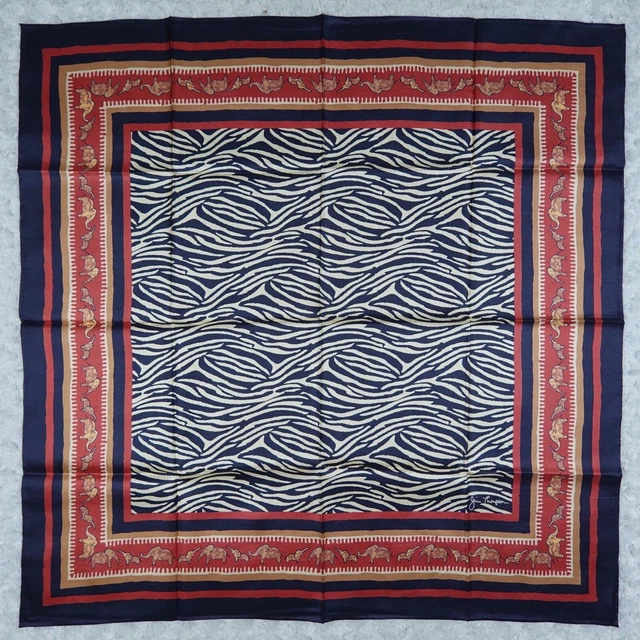 K853 Jim Thompson Black Elephant Silk Scarf Scarves Sz. 32.5" X 32.5"
