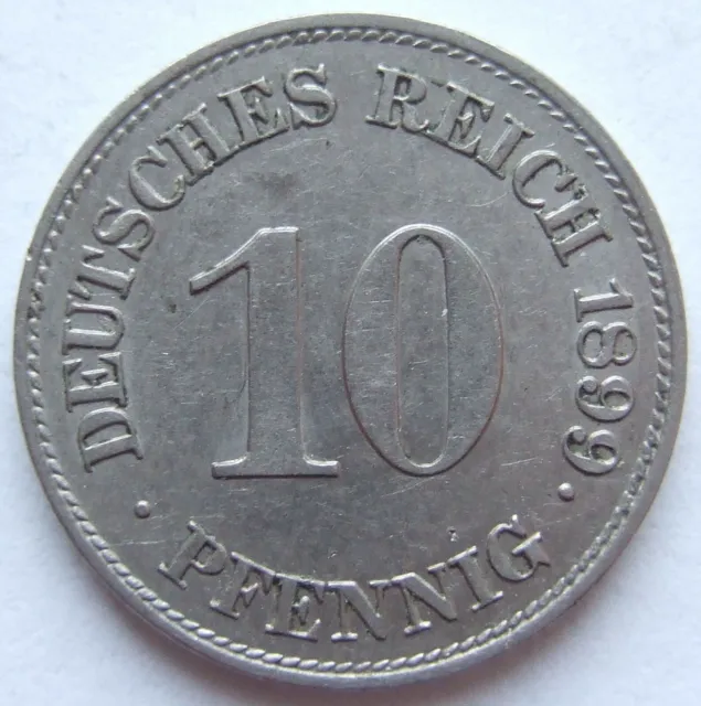Moneta Reich Tedesco Impero Tedesco 10 Pfennig 1899 E Nella