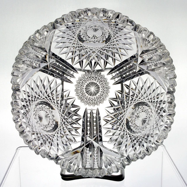 HC Fry - Empire Japan Bowl, Antique ABP Brilliant Cut Glass, Huge Hobstars 8"