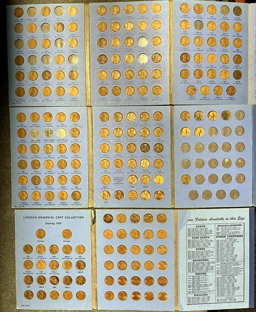 1909 1921S 1922D-1985 Lincoln Wheat + Memorial Cents in 3 Whitman Albums set lot