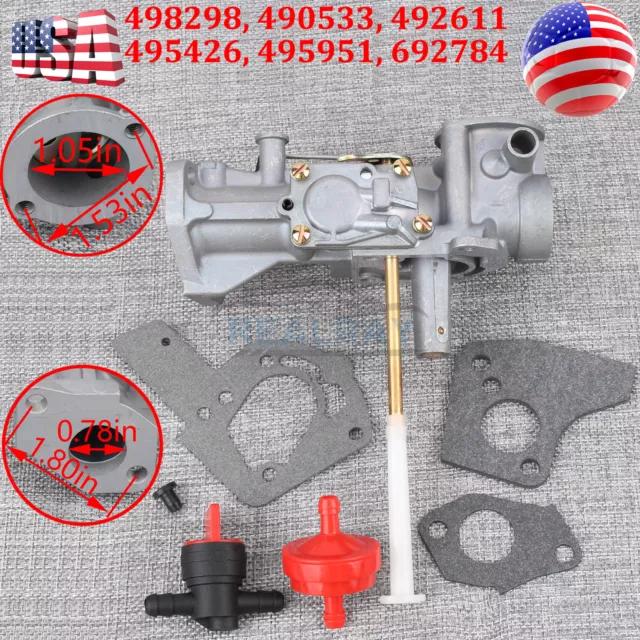 The ROP Shop  Carburetor With Gaskets & Plug For Briggs & Stratton 498298,  490533, 492611 5 HP 