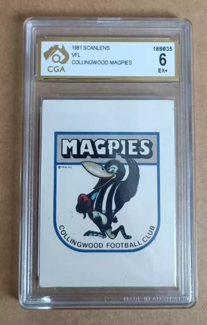 Collingwood Magpies Checklist Scanlens 1981 - AFL VFL Card - CGA 6 EX+ not PSA