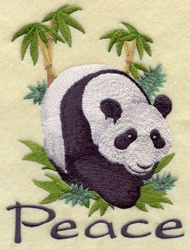 Embroidered Ladies T-Shirt - Panda of Peace F6155 Sizes S - XXL