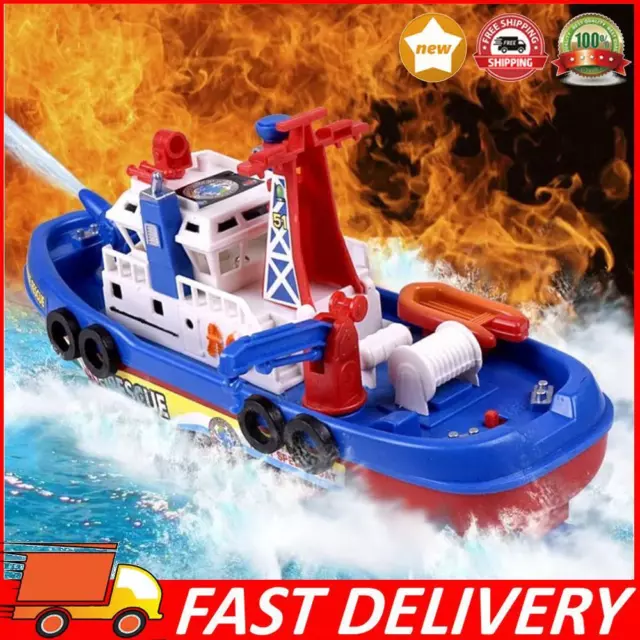 Spray Water Swim Pool Bathing Toys Funny Fire-Fighting Ship Toy for Kids Ages 3+