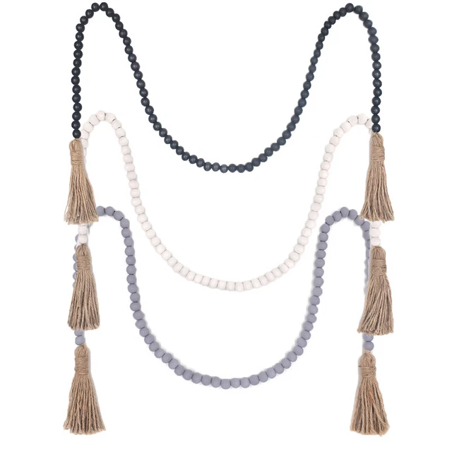 Retro Beads String And Wooden Bead Garland Handmade Custom Party Home Decor
