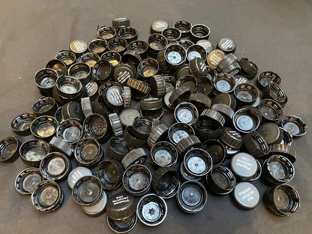 164 schwarze Kunststoff Flaschenverschlüsse Deckel Handwerk Kunst Zubehör Schule Upcycle