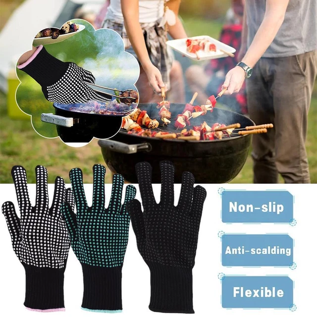 2 PIEZAS Guantes de silicona de aislamiento de alta temperatura y anticalentamiento engrosados D6V0