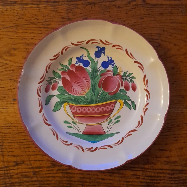Assiette Et Soucoupe Faïence Saint Clément France Décor Chinois Peint Main - Modèle N196