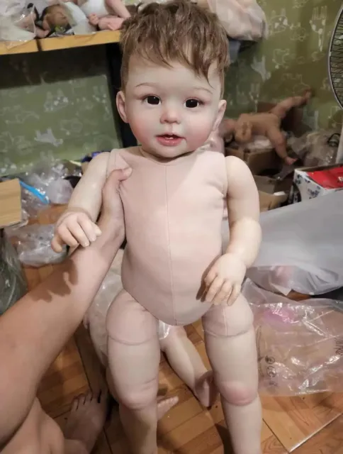 28in Reborn Baby Doll Boy Standing Legs Painted Kit Short Hair Soft Vinyl Parts