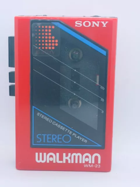Sony WM 23 Walkman Cassette player Rare Red motor spins Used