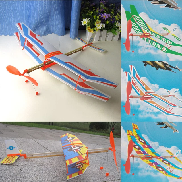 Avion Planeur Propulsé Par élastique - Envergure 395mm, Longueur 330mm - Vol 15-50 Secondes - Assemblage Facile - Pour Enfants - 6