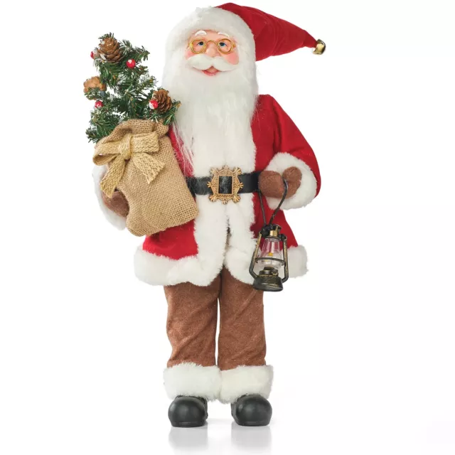 Babbo Natale statuta 50 Cm in Plastica Vestiti in Tessuto Decorazione Natalizia