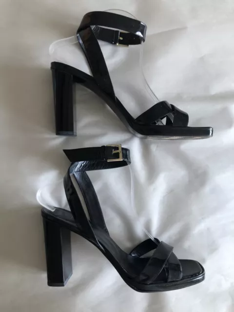 Rare Tom Ford for Gucci Ankle Strap Platform Black Patent Platform Sandals 10 B