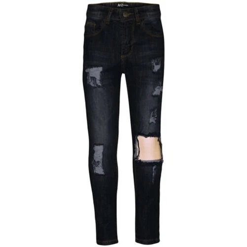 Bambine Elasticizzato Jeans Denim Nero Strappato Logori Skinny Moda Pantalone