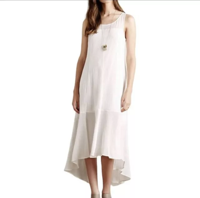 Anthropologie Leifsdottir White High Low Dress Women’s Size Small