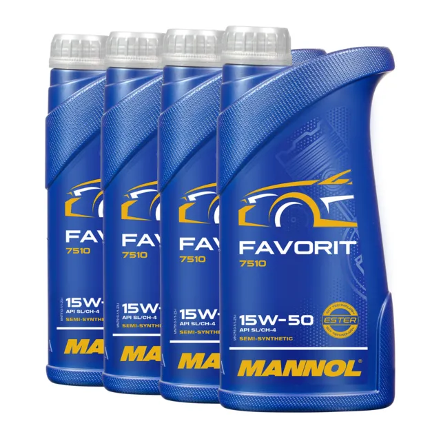 4 (4x1) Liter MANNOL SAE 15W-50 Favorit / API SL/CF/CF-4 Motorenöl