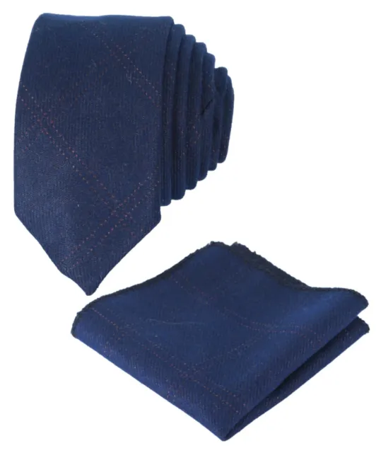 Set quadrato slim cravatta e tascabile da uomo ragazzo e bambini blu navy