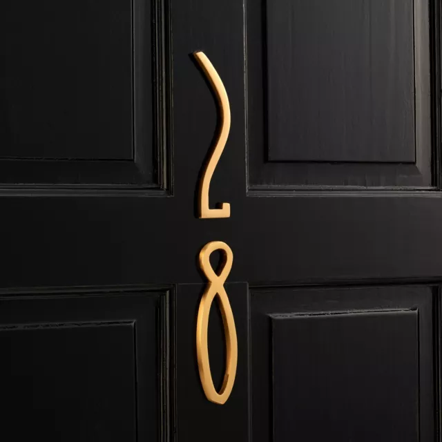 Modern Art Deco Matte Brass Gold & Chrome House Door Number Sign