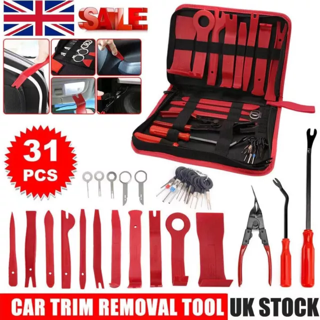 31 Pcs Car Trim Removal Pry Tool Molding Kit Panel Door Dash Interior Clip Set