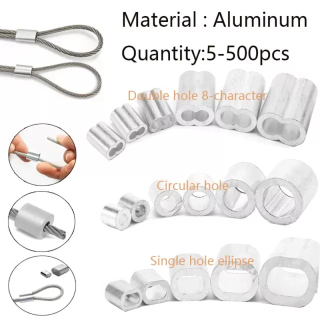 5-500pcs  M1-M12 Wire Rope Sleeves Aluminum Clip Fittings Cable Crimps