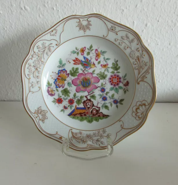 Meissen Porzellan großer Wandteller  Lotusblüte Neubrandenst.Kakiemon Blume Fels