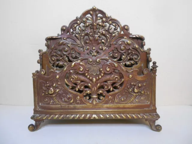 Ancien Porte Courrier Lettre Bureau Style Baroque Rococo Louis Xv Bronze Xix Ème