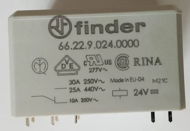 2x 66.22.9.024.0000  FINDER RElè DPST NO Non-Latching Relay PCB Mount,24V dc Coi