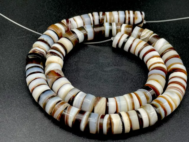 Ancient Old Banded Agate and glass Antique YEMEN Beads Necklace