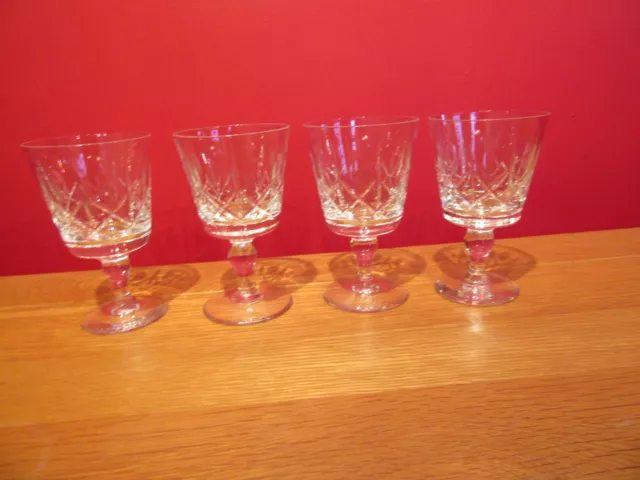 Stunning  Retro  Vintage Cut glass Crystal port / water / wine glasses x 4 3