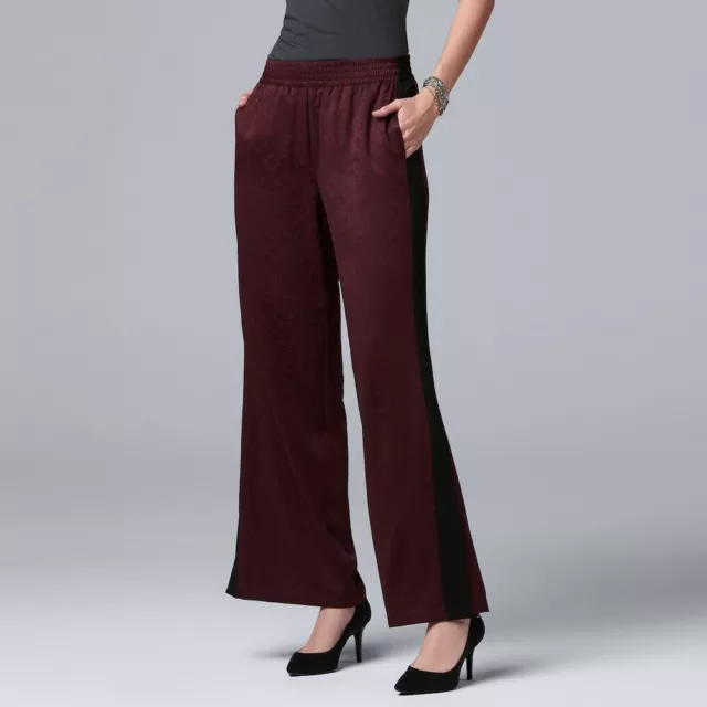 Simply Vera Vera Wang Side Stripe Wide-Leg Pants Women's Sz L NWT MSRP$54