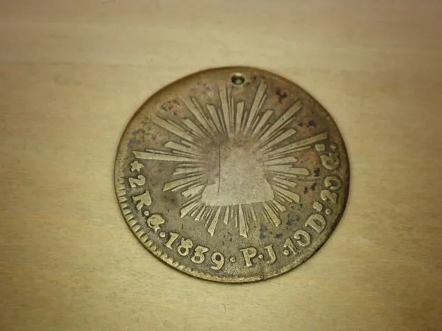2 Real 1839 Mexico Foreign Coin