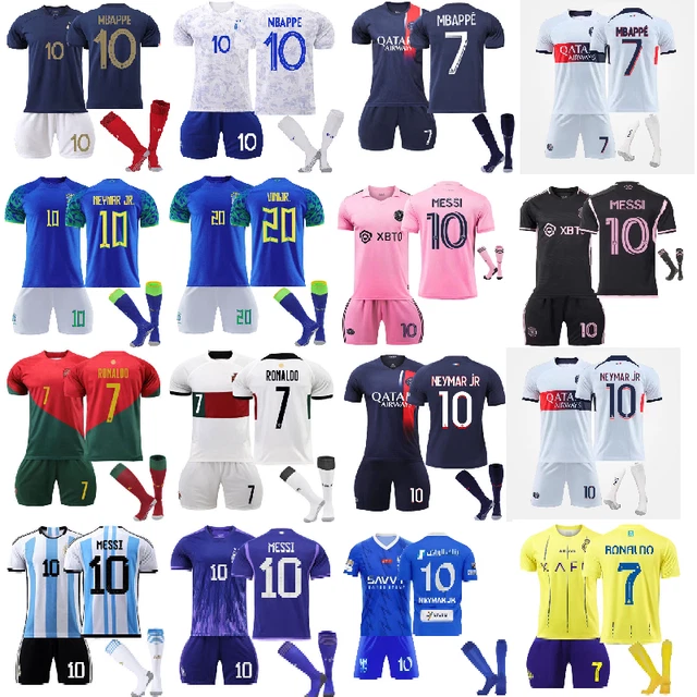 New 23-24 Adults Kids Kits Training Suits Short Shirt+Shorts+Sock Sports Sets UK