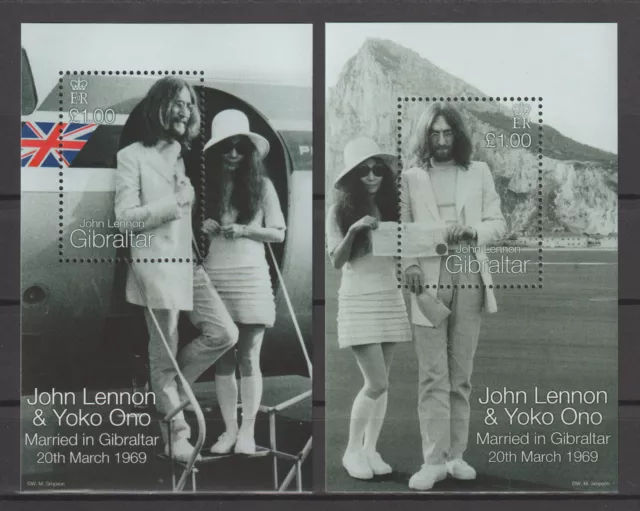 03.2° John Lennon & Yoko One°2 Blocchi Francobolli°Nuovo 1999° Collezione