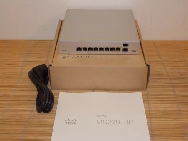 NEU Cisco Meraki MS220-8P-HW Cloud Managed PoE Switch No License UNCLAIMED OVP