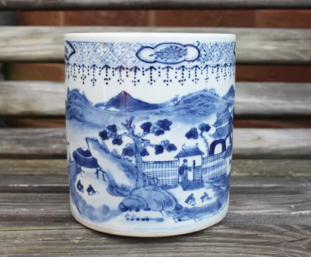 19th Century Chinese Blue and White Brush Pot