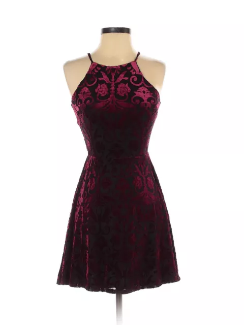 Design Lab Black Burgundy Sleeveless Velvet Party Mini Dress Size XSmall