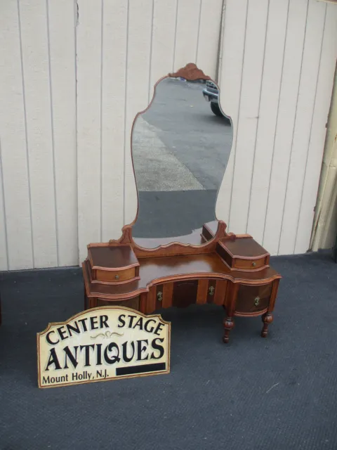 64152 Antique Walnut Vanity Desk with Mirror