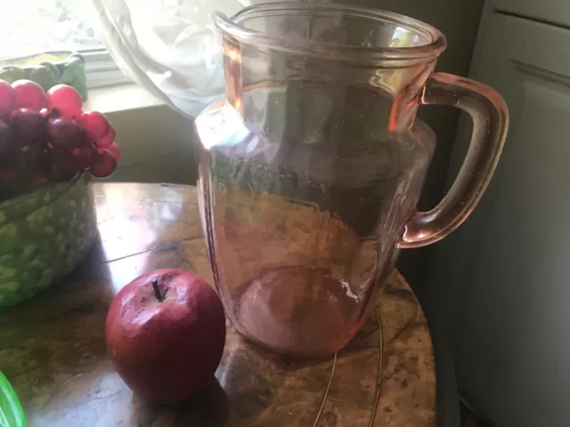 Antique pink Pressed depression glass water jug / pitcher