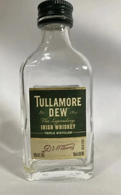 Tullamore Dew Irish Whiskey Empty MINI Glass Liquor Bottles 50ml x 12 Crafts Lot