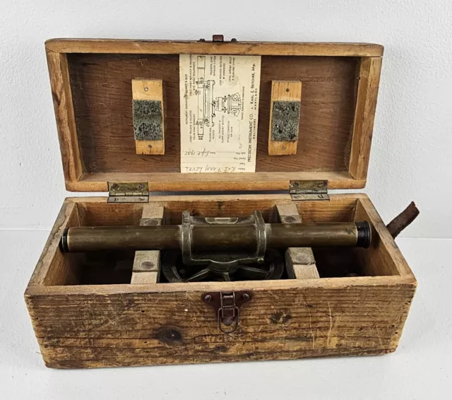 Antique Keuffel & Esser Surveyor's Transit Mounting Base Wooden Case Box
