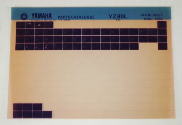 Microfiche Parts Catalogue/Spare Parts Catalog Yamaha YZ 80 L Stand 08/83