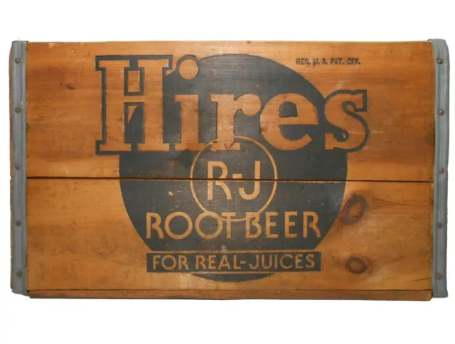 Hires Root Beer Mid-20Th C Vint Blk Ink Stamped Wood Box Soda Advertising Crate