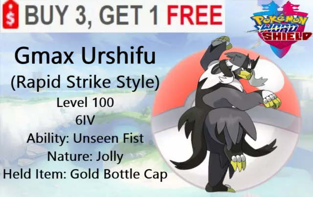 URSHIFU ⚡ POKEMON SCARLET VIOLET ⚡ NORMAL ⚡ 6IV BATTLE READY VGC 23 ⚡