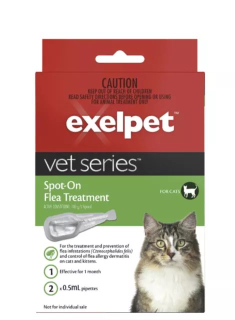 CAT FLEAS Exelpet Vet Series Spot On Flea Treatment For Cats 2 Pack