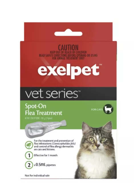 CATS FLEAS Exelpet Vet Series Spot On Flea Treatment For Cats 2 Pack