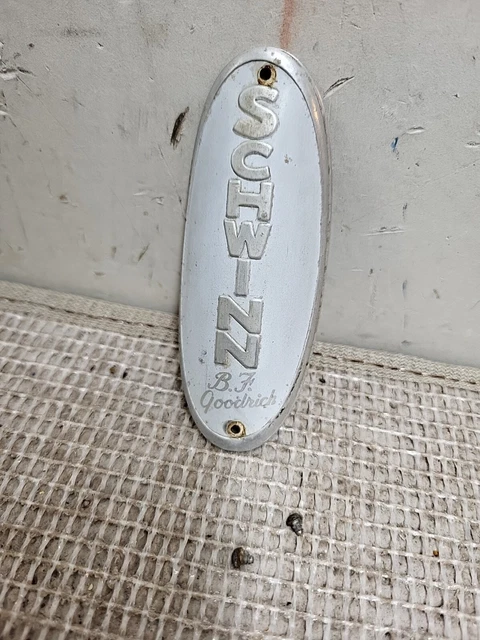 Vintage 1950's Schwinn BFG bicycle large oval head badge Panther Phantom Hornet Vintage 1950's Schwinn BFG bicycle large oval head badge Panther Phantom Hornet