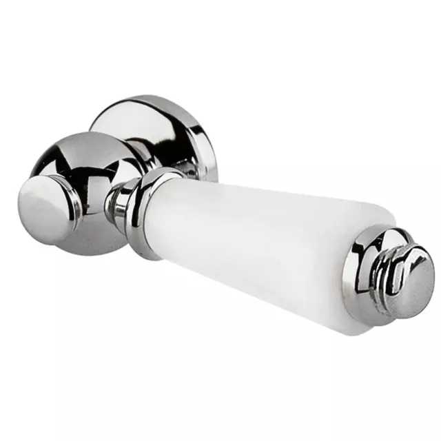 Nuie Traditional Style Lever White & Chrome Lever Flush Toilet Handle WC