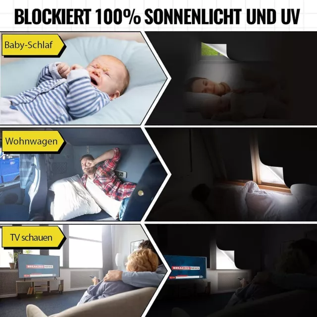 100% Verdunklungsrollo Blackout Rollos Reise Fenster Vorhänge Cordless Tür Blind 2