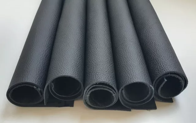 BLACK GENUINE COW LEATHER PIECE 30cm x 20cm for LEATHERGOODS, car upholstery DIY